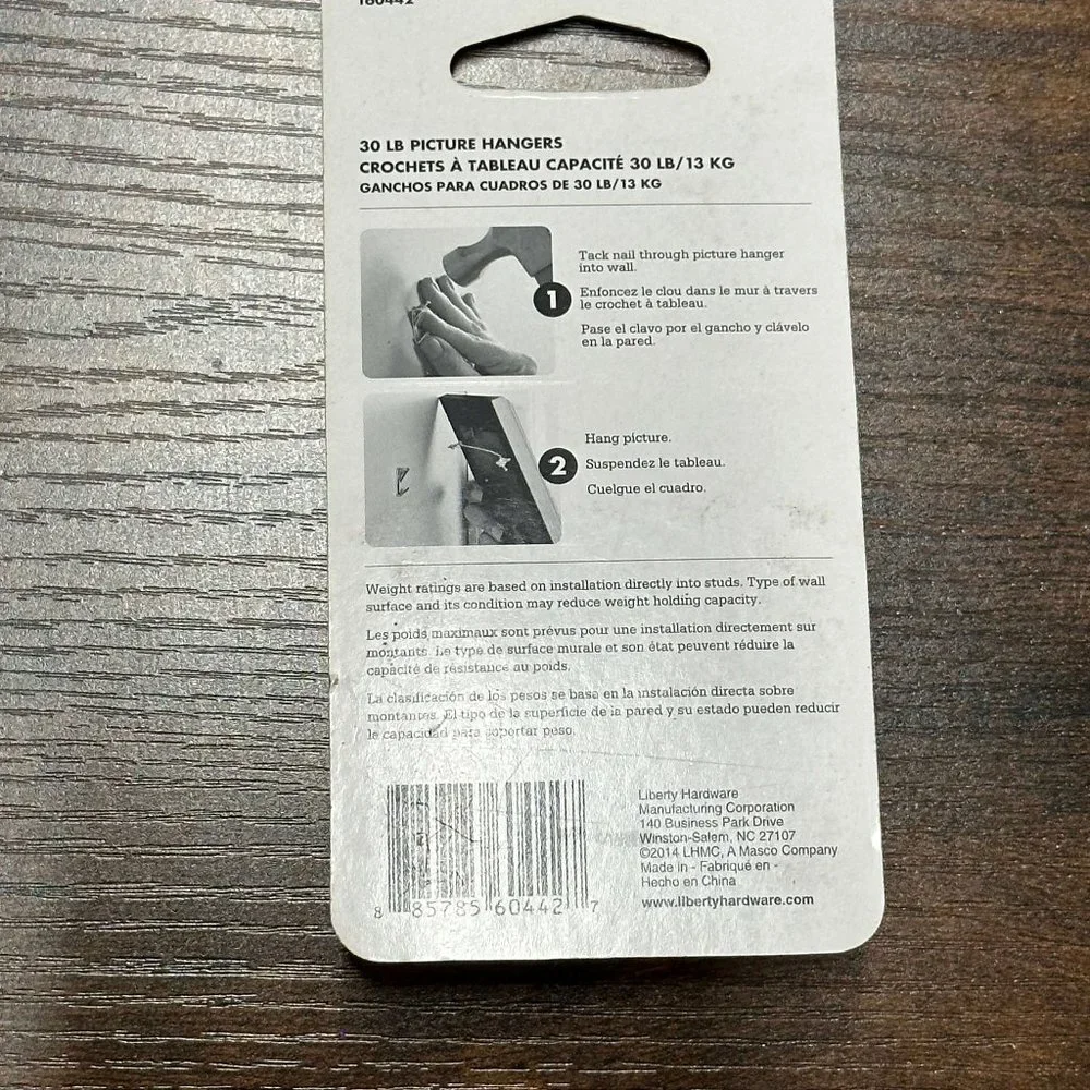 ARROW 30 lb. capacity Wall Picture Hangers Value Pack of 6 Liberty Hardware